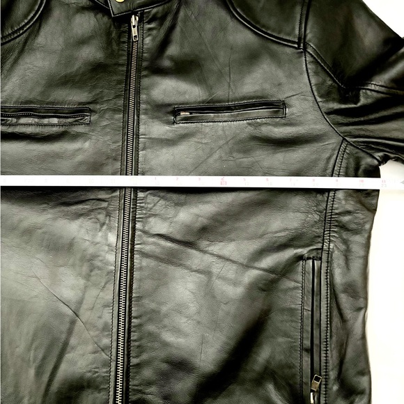 NWOT WOMENS BlACK BIKER LEATHER SHEEPSKIN ZIPPERED RIDING JACKET SZ L - Picture 13 of 16